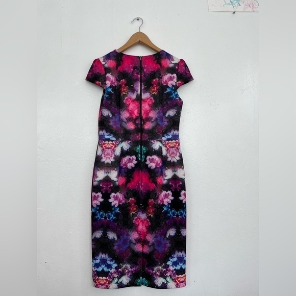 Betsey Johnson Hologram Floral Cap Sleeve Midi Dress - Picture 4 of 9